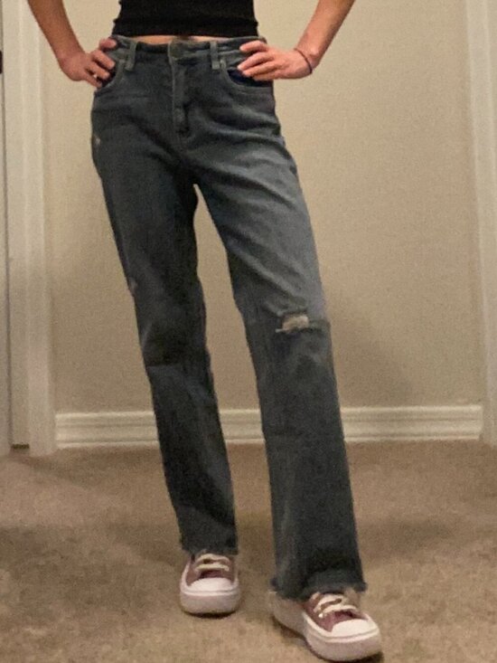 Kut from the Kloth Denim - KUT fromthe Kloth Kelsey High Rise Ankle Flare Jeans Gray Distressed Short/Crop